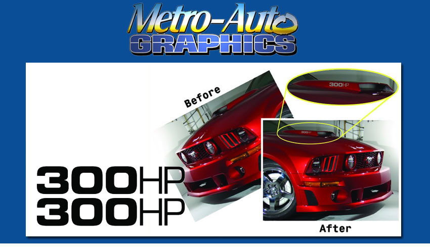 MG6902 - 05-08 Mustang GT 300 HP Hood Scoop decal  graphic1